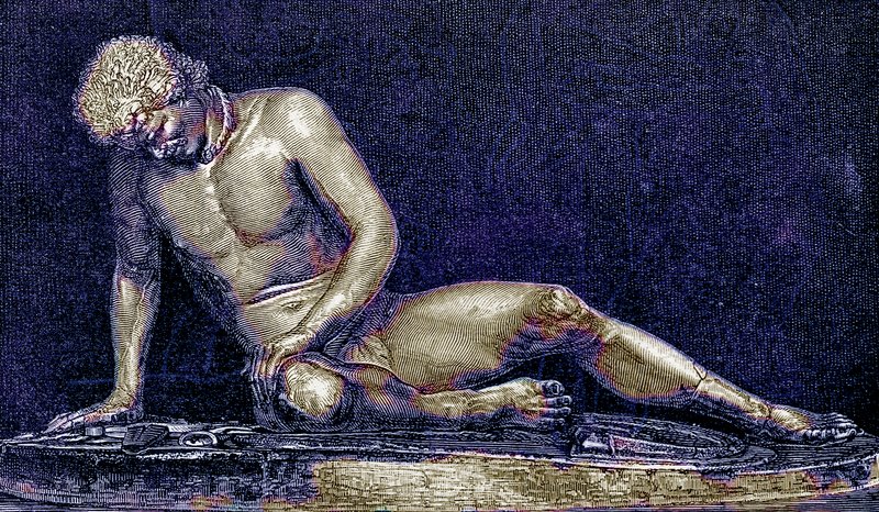 Wounded Gaul, illustration fra History of Rome af Victor Duruy, udgivet 1884 (digitalt forbedret billede) af English School