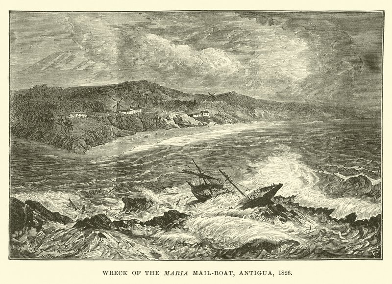 Vraget af Maria Mail-båden, Antigua, 1826 af English School