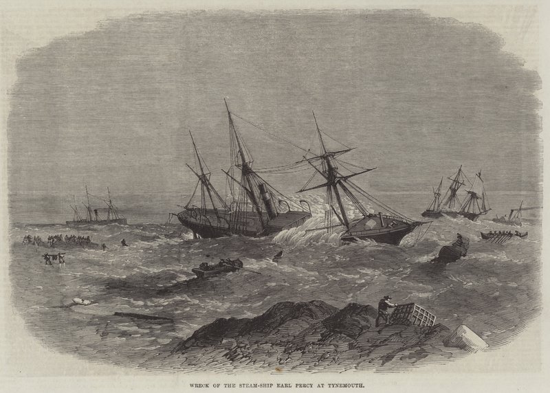 Vraget af dampskibet Earl Percy ved Tynemouth (gravering) af English School