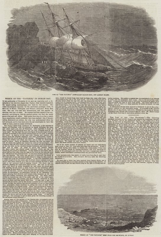 Vraget af "Tayleur" i Dublin Bay (gravering) af English School