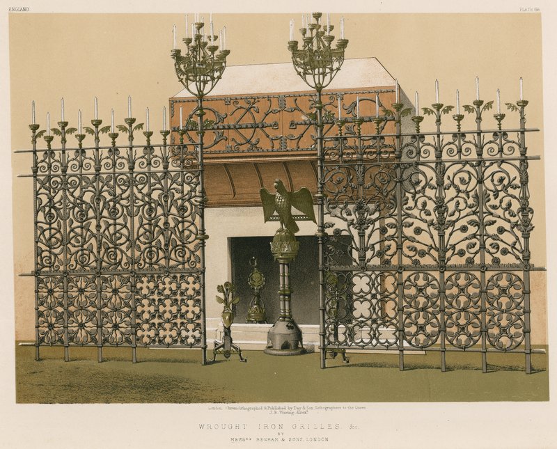 Smedejernsgitter og c af Mrs Benham and Sons, London af English School
