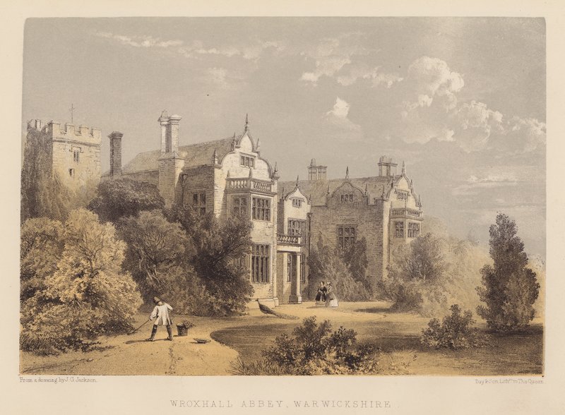 Wroxhall Abbey, Warwickshire (akvatint) af English School