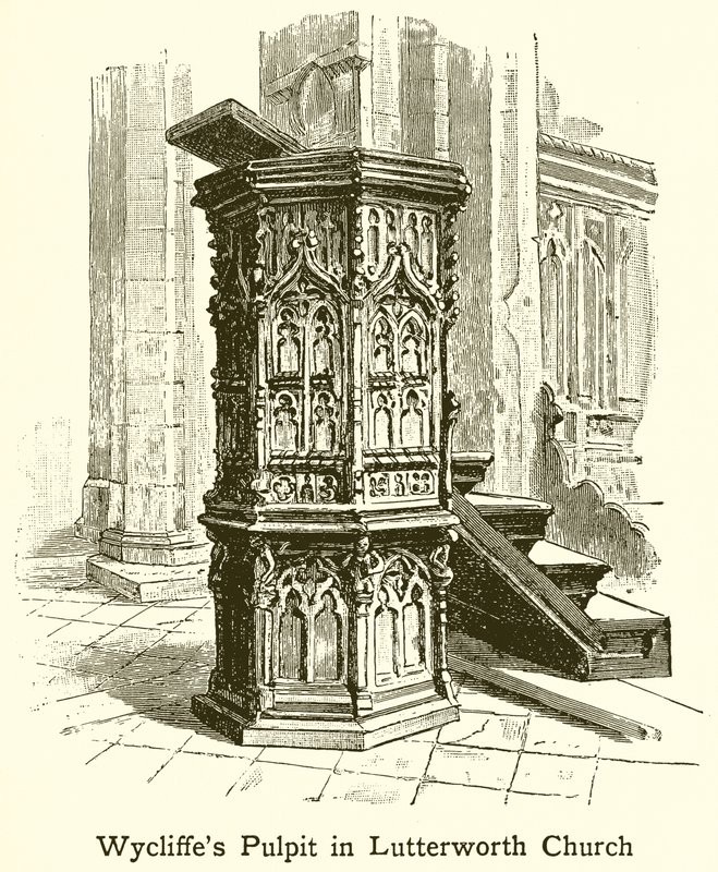 Wycliffes Prædikestol i Lutterworth Church af English School