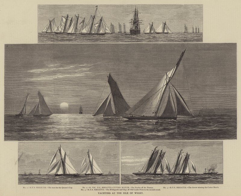 Yachting på Isle of Wight (gravering) af English School