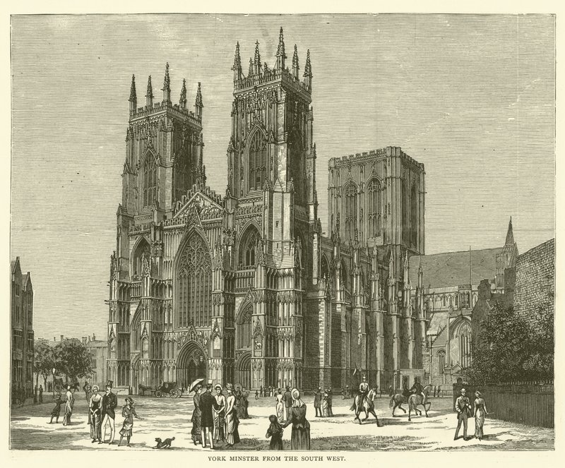 York Minster fra det sydvestlige (gravering) af English School