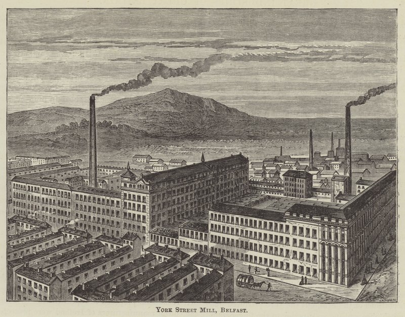 York Street Mill, Belfast (gravering) af English School