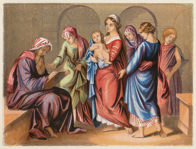 Zacharias slået stum (farvelitografi) af English School