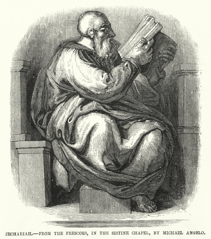 Zechariah, fra freskoerne, i Det Sixtinske Kapel, af Michael Angelo (gravering) af English School