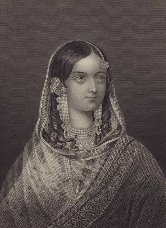 Zinat Mahal, yndlingshustru til Bahadur Shah II, den sidste mogulkejser (gravering) af English School