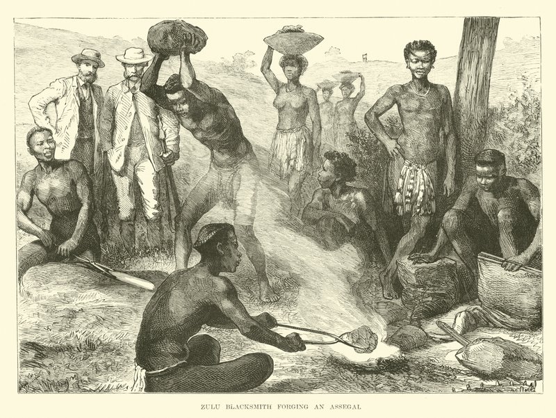Zulu smed smede en assegai af English School