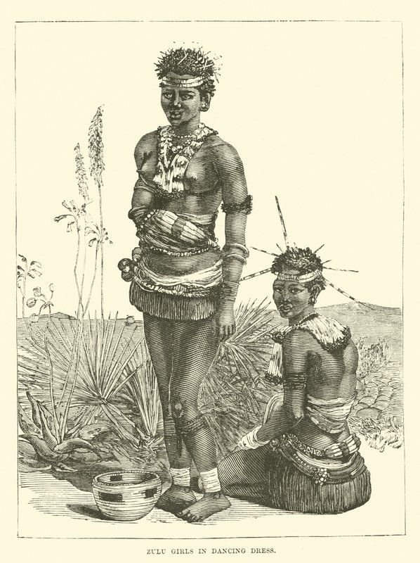 Zulu-piger i dansekjole af English School