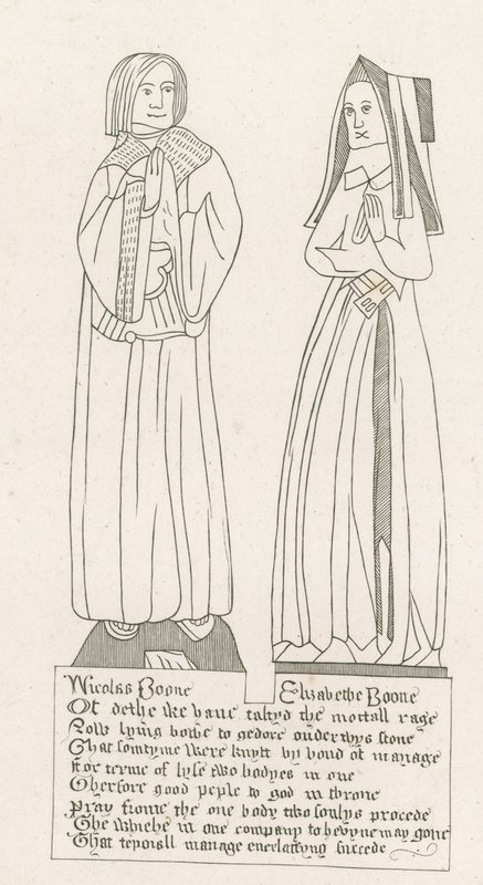 statue, grav af Nicholas Boone og Elizabeth Boone af English School