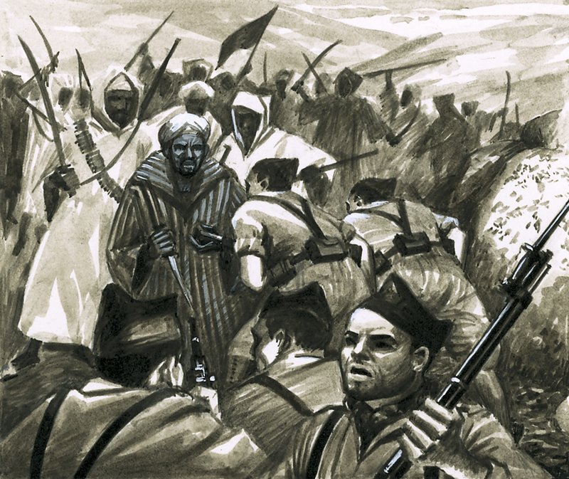 General Franco kæmper mod Riff-oprørerne i Marokko af Eric Parker