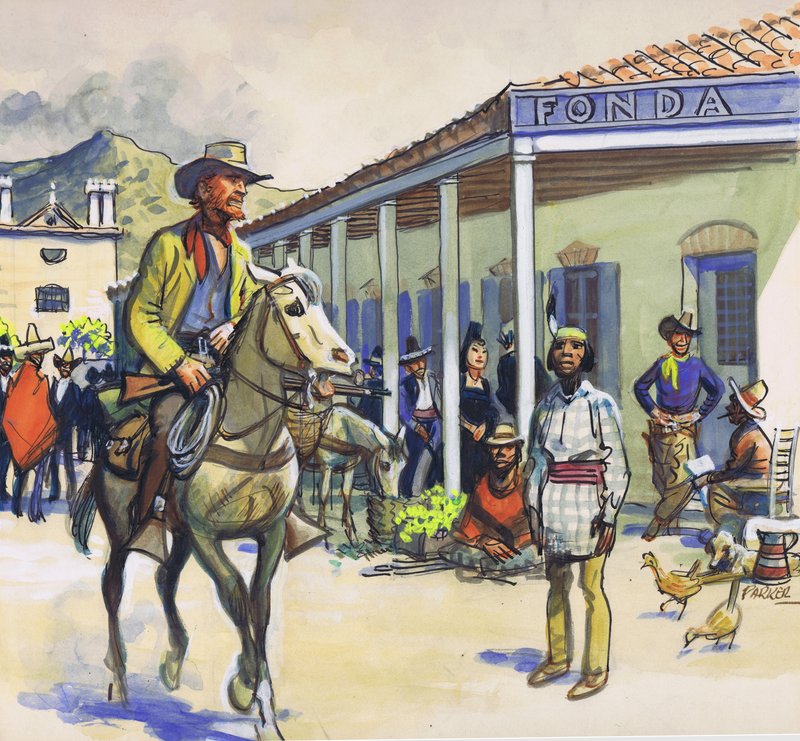 La Fonda, Santa Fe (gouache på papir) af Eric Parker