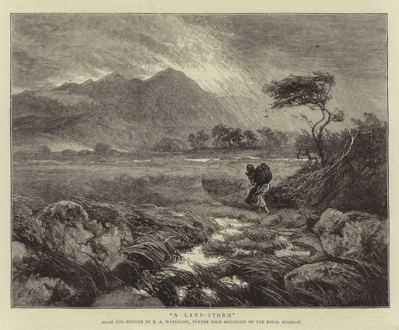 En storm på land af Ernest Albert Waterlow