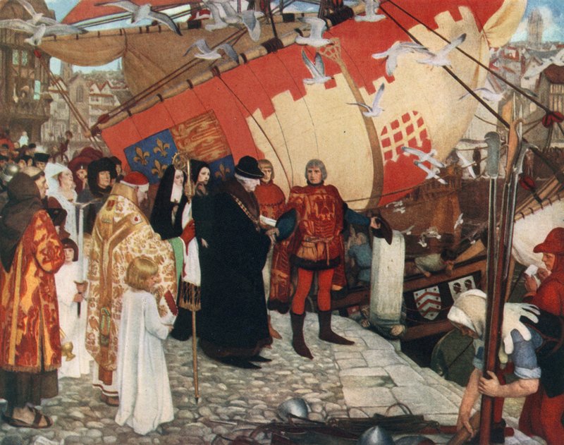John og Sebastian Cabots afrejse fra Bristol på deres første opdagelsesrejse, 1497 af Ernest Board