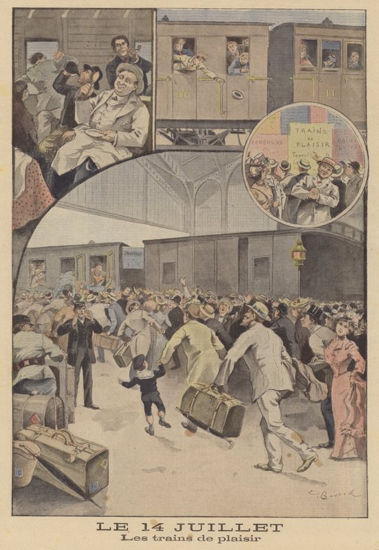 Tog, der tager passagerer til fejringen af Bastilledagen af Ernest Auguste Bouard