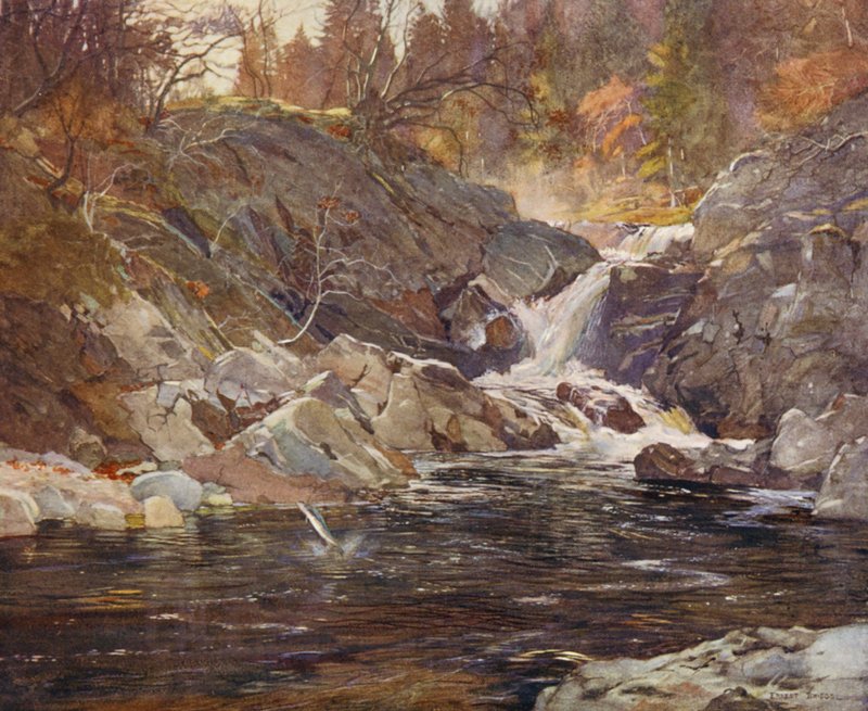A Perthshire side-glen (farvelitografi) af Ernest Edward Briggs