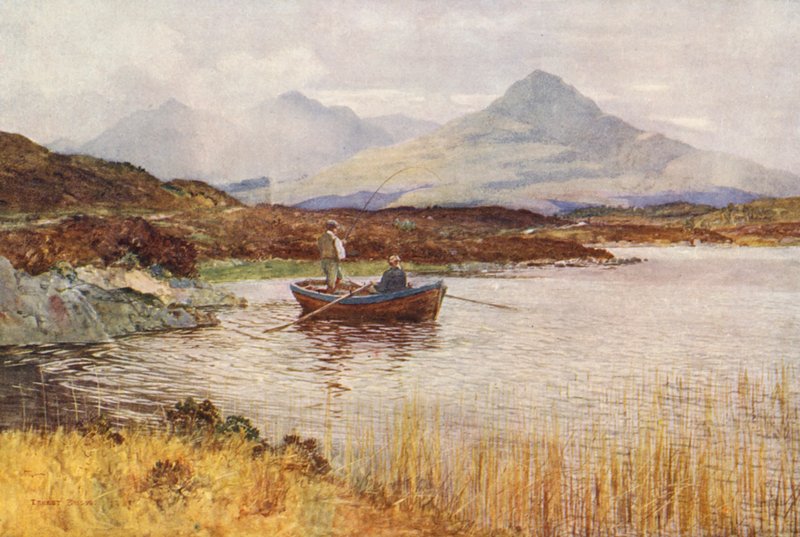 Loch Lundy og Ben Tee fra oven i Invergarry (farvelitografi) af Ernest Edward Briggs