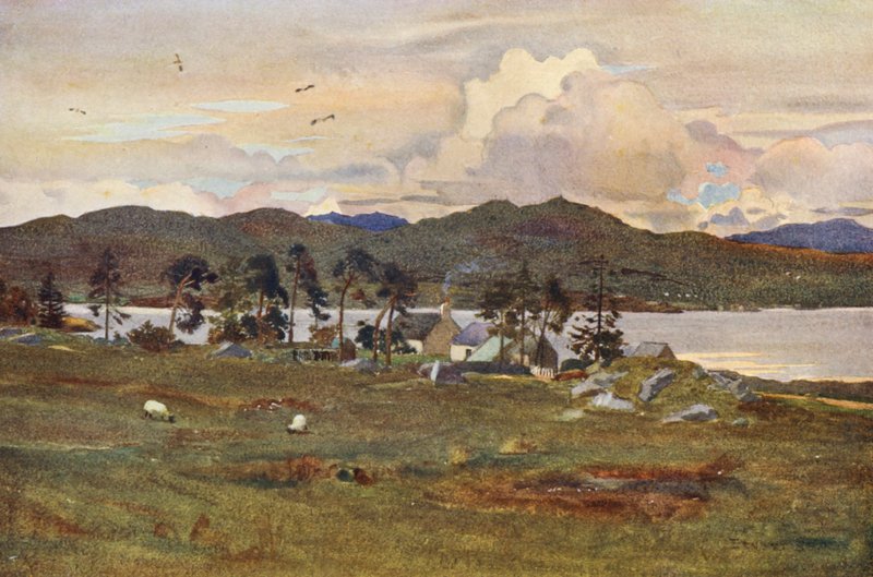 Lochinvar, med forvalterens hus (farvelitografi) af Ernest Edward Briggs