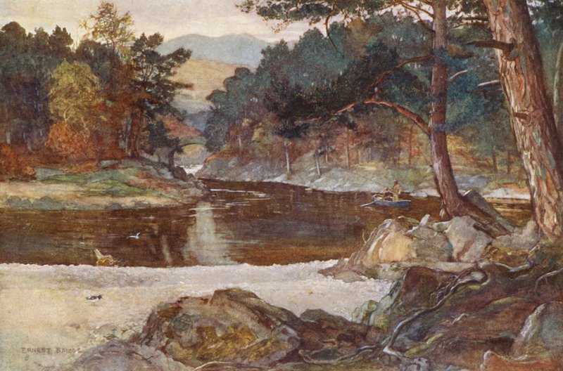 Floden Tummel ved Pitlochry (farvelitografi) af Ernest Edward Briggs
