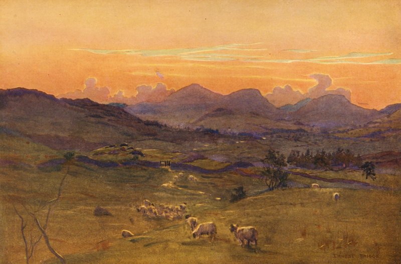 Ken-dalen, aften (farvelitografi) af Ernest Edward Briggs
