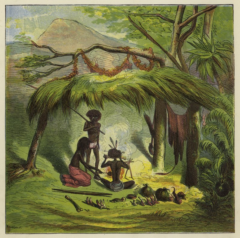 Ashanti-familien drikker te af Ernest Henry Griset