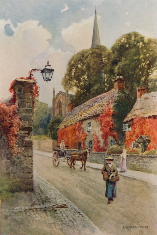 Bakewell, South Church Street (farve litho) af Ernest William Haslehust