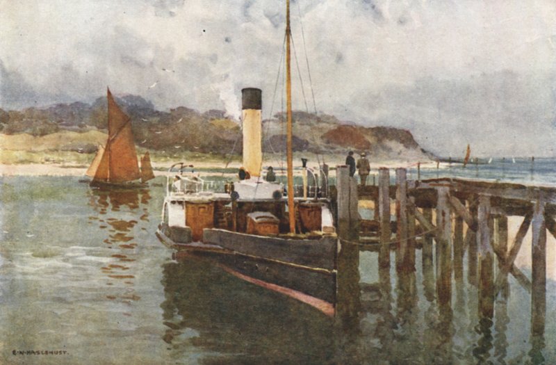 Bembridge Harbor (farve litho) af Ernest William Haslehust
