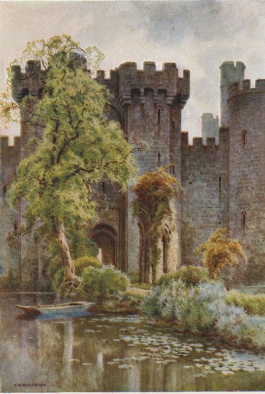 Bodiam Castle (farve litho) af Ernest William Haslehust