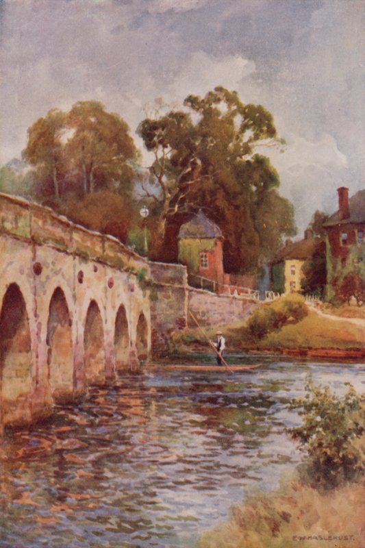 Clopton Bridge, Stratford-on-Avon (farve litho) af Ernest William Haslehust