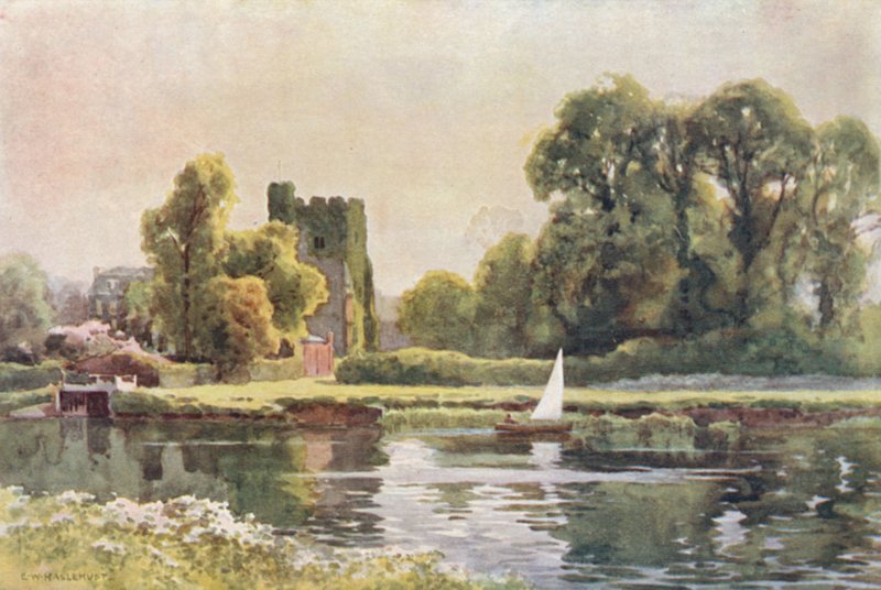 Cookham Church (farve litho) af Ernest William Haslehust