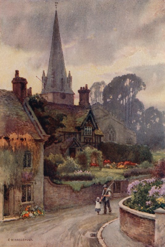 Edwinstowe (farve litho) af Ernest William Haslehust
