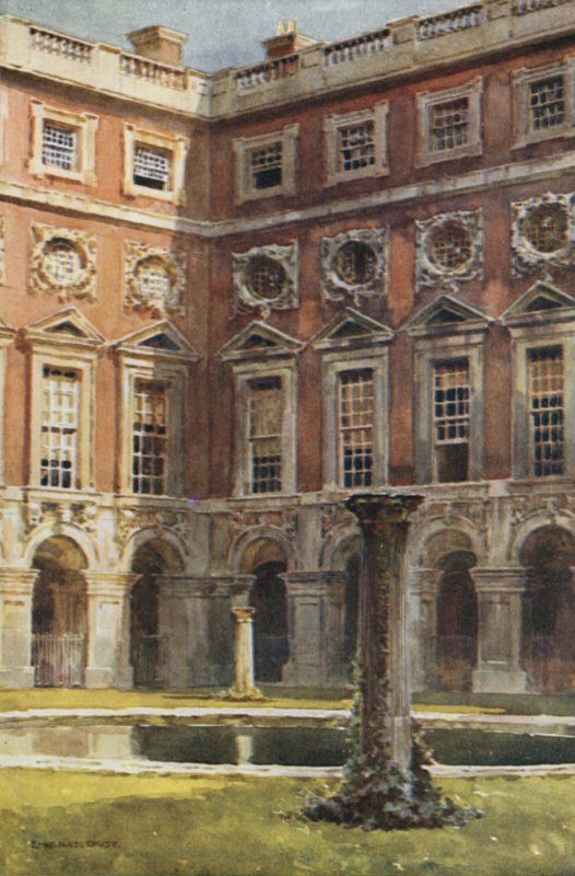 Fountain Court (farve litho) af Ernest William Haslehust