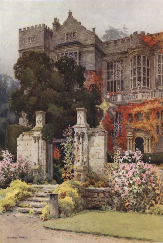 Fountain Hall (farve litho) af Ernest William Haslehust