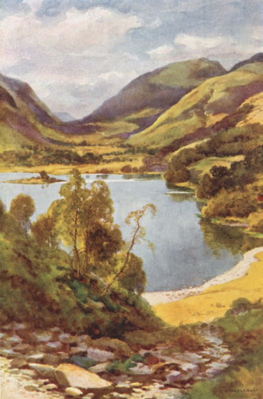 Grasmere fra Loughrigg (farve litho) af Ernest William Haslehust