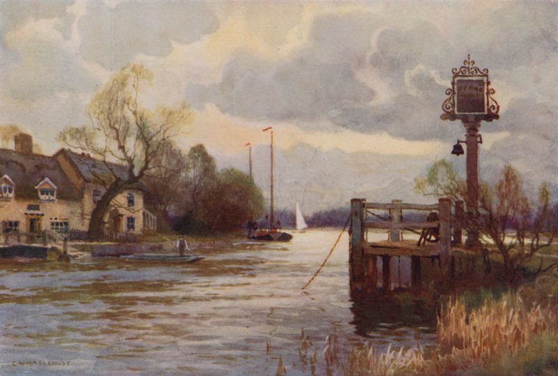 Horning Ferry (farve litho) af Ernest William Haslehust