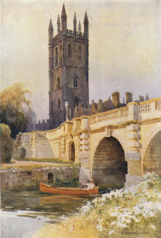 Magdalens bro og tårn (farve litho) af Ernest William Haslehust