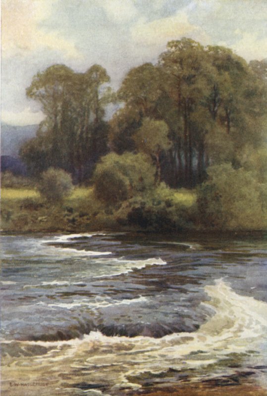 Monnington Falls (farve litho) af Ernest William Haslehust