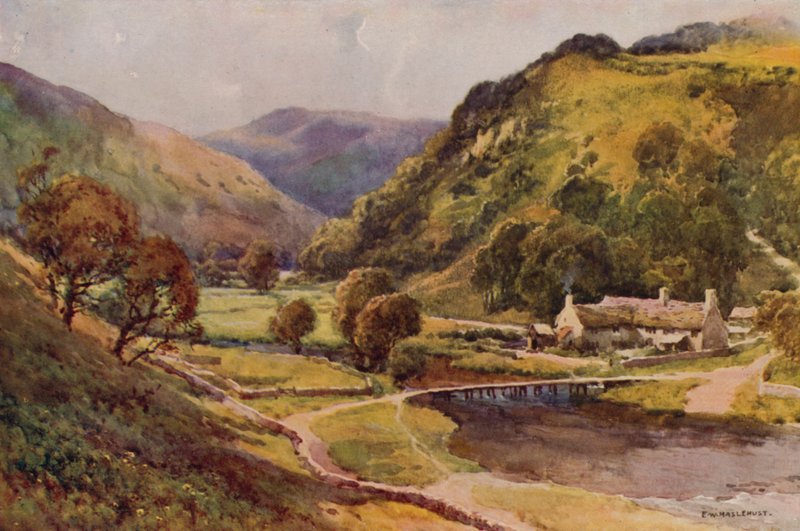 Monsal Dale (farve litho) af Ernest William Haslehust