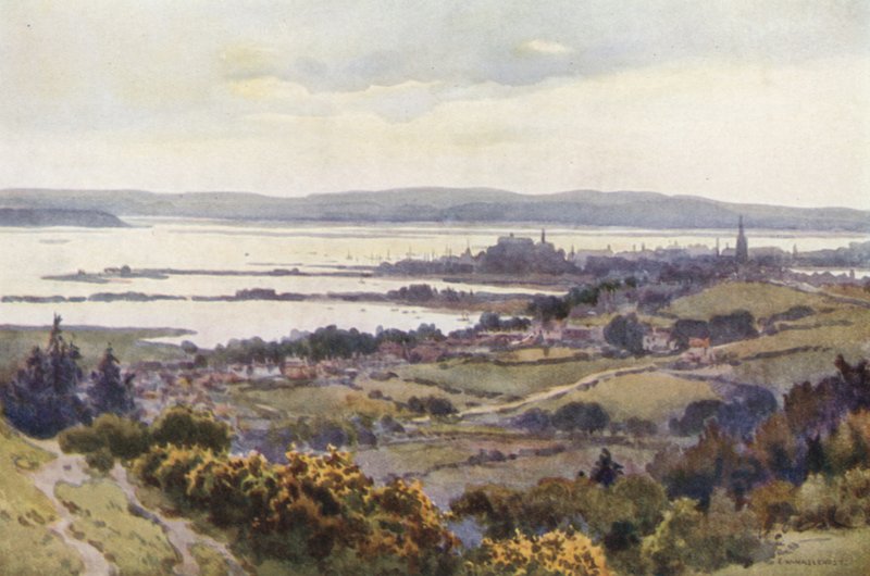 Poole Harbour fra Constitutional Hill (farve litho) af Ernest William Haslehust
