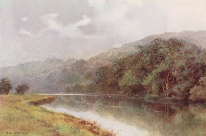 Themsen: Cliveden Woods (farvelitografi) af Ernest William Haslehust
