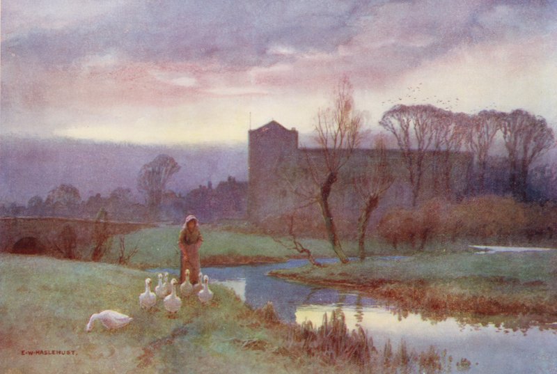 Themsen: Dorchester (farvelitografi) af Ernest William Haslehust