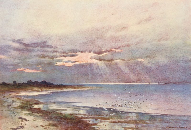 Themsen: Looking Southward to the Nore (farvelitografi) af Ernest William Haslehust