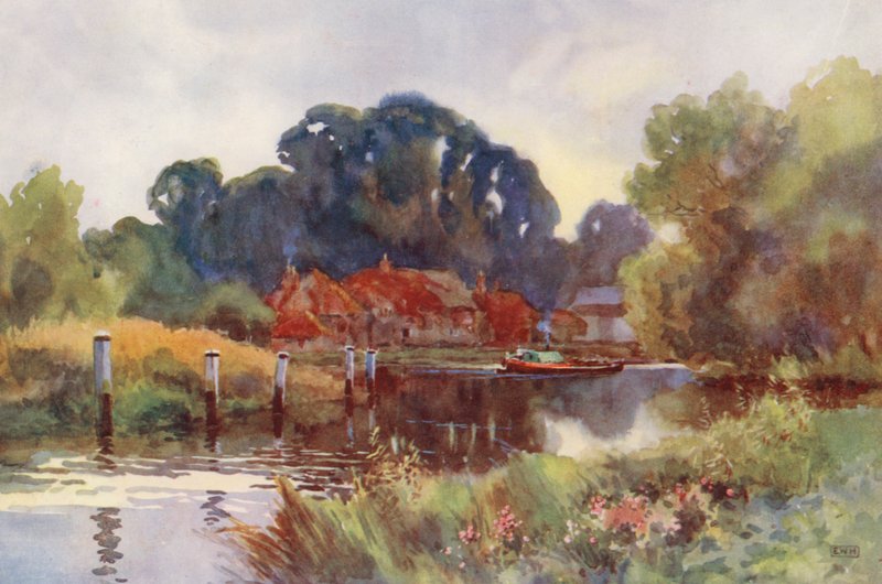 Themsen: Pangbourne (farvelitografi) af Ernest William Haslehust
