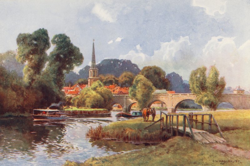 Themsen: Wallingford (farvelitografi) af Ernest William Haslehust