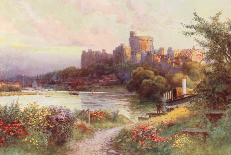 Themsen: Windsor (farvelitografi) af Ernest William Haslehust