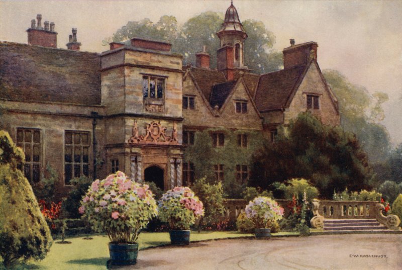 Rufford Abbey (farve litho) af Ernest William Haslehust