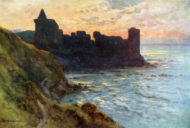 The Castle, St. Andrews (farve litho) af Ernest William Haslehust