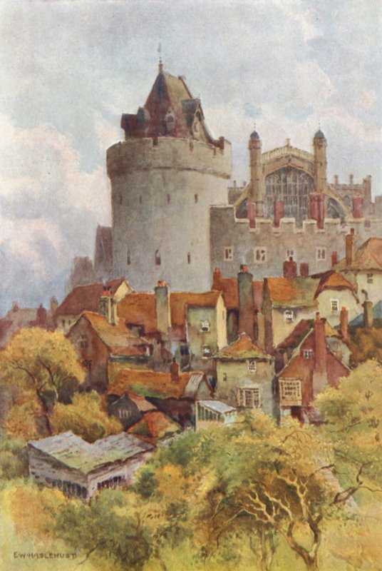 The Curfew Tower (farve litho) af Ernest William Haslehust